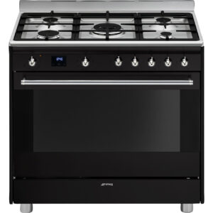 Black 90cm Smeg Cooker with Gas Hob