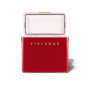 Fieldbar 24L Gin Trunk cooler box in Lobster Red, front open view