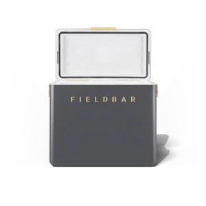 Fieldbar 24L Gin Trunk cooler box in Oyster Grey, front open view