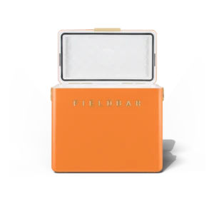 Fieldbar 24L Gin Trunk cooler box in Orchard Orange, front open view