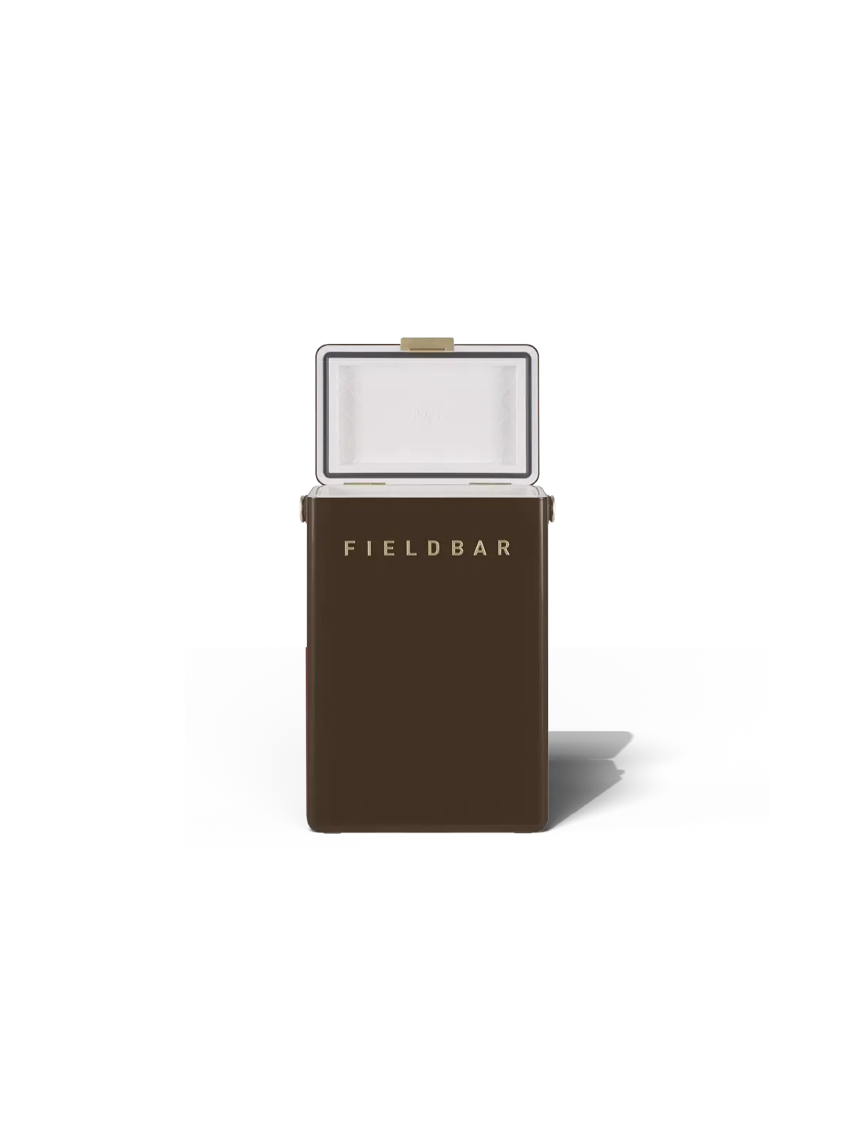 Fieldbar 10L Drinks Box cooler box in Espresso, shown open
