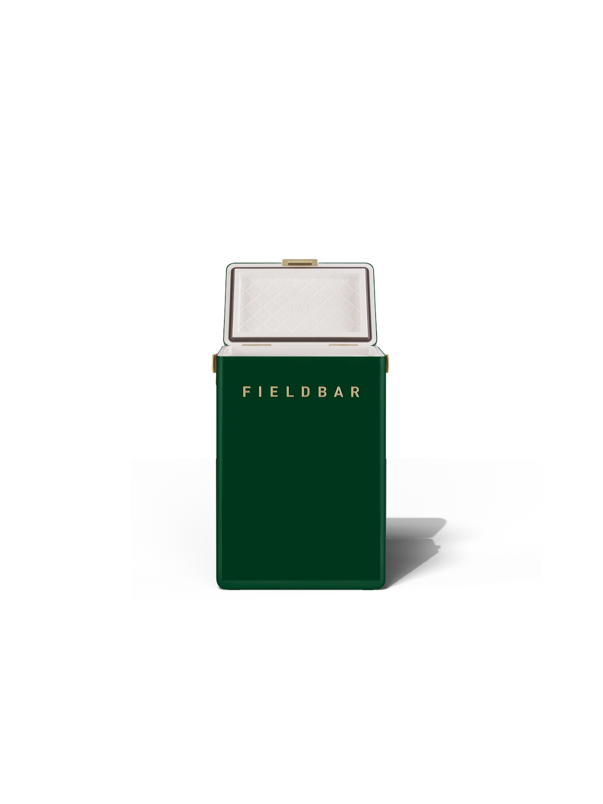 Fieldbar 10L Drinks Box cooler box in Racing Green, shown open