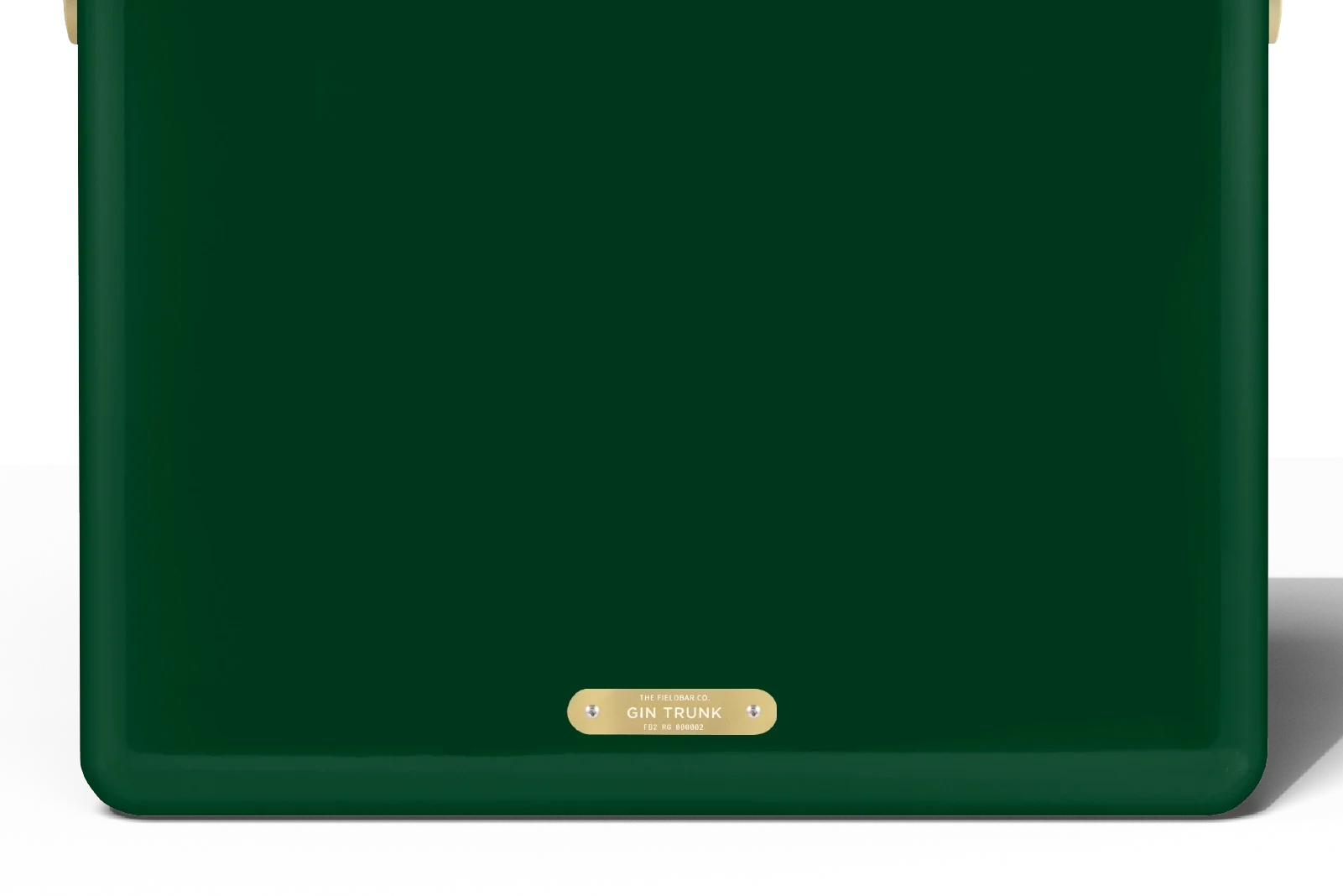 Fieldbar 24L Trunk cooler box in Racing Green, numbered brass plaque detail