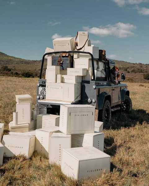Fieldbar coolers stacked in a golden field